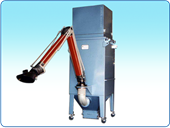 Suction arm for filtering industrial welding smoke and particles with integrated blower