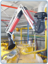 Suction arm for pumping gases and hazardous fumes from production processes