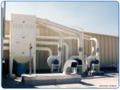 A pumping and filtering system with a dust filter and PB blowers