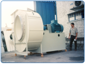 PRT plastic centrifugal blower from PP with a direct drive with clutch